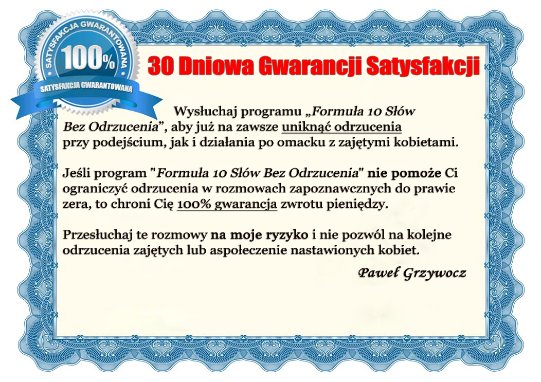 30 dniowa gwarancja satysfakcji